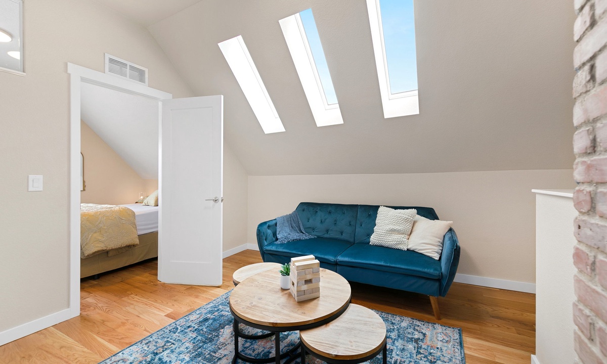 Loft-style Sitting Area with Skylights
