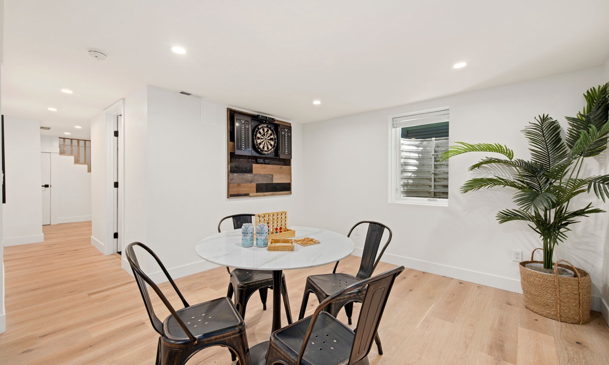 Media Lounge and Game Room | Dart Board and Card Table