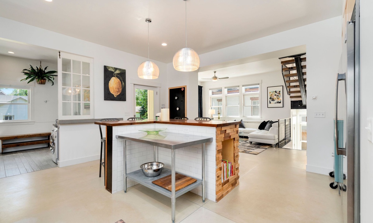Chef's Kitchen | Tons of natural light and easy access to the covered patio!