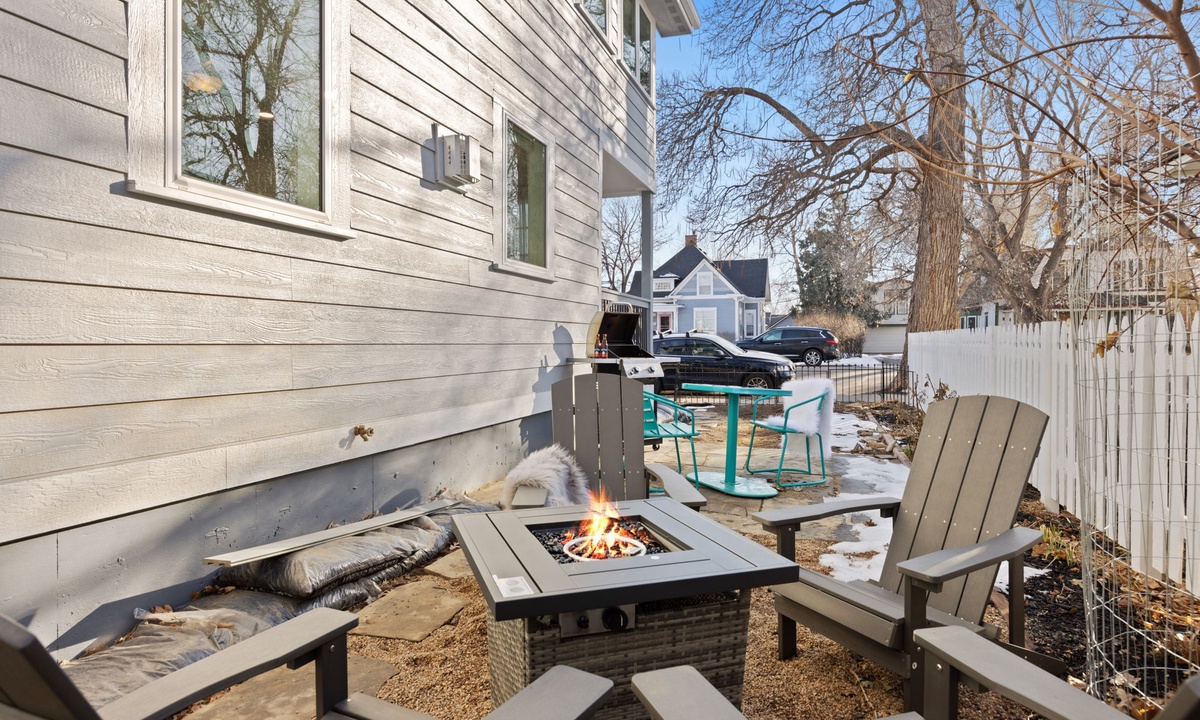 Side Yard | Fire Pit, BBQ Grill, Lounge Chairs