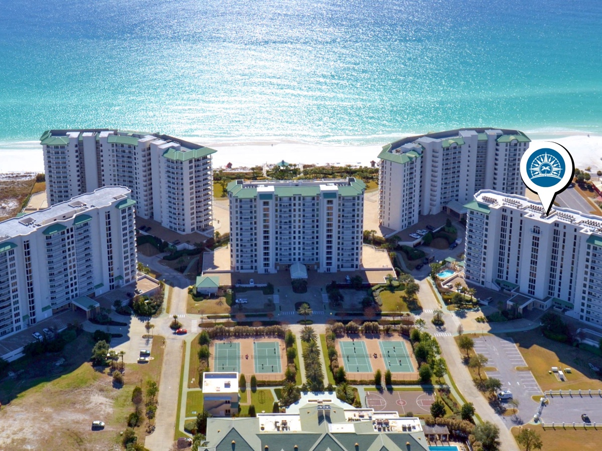 St. Lucia is the building located on the right of the resort towards the sports courts and Spa