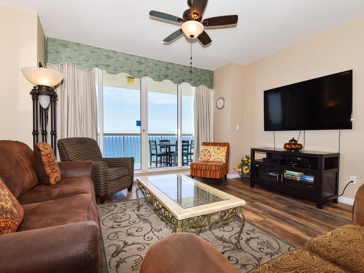 Silver Beach Towers East 1502 - Living Area with TV