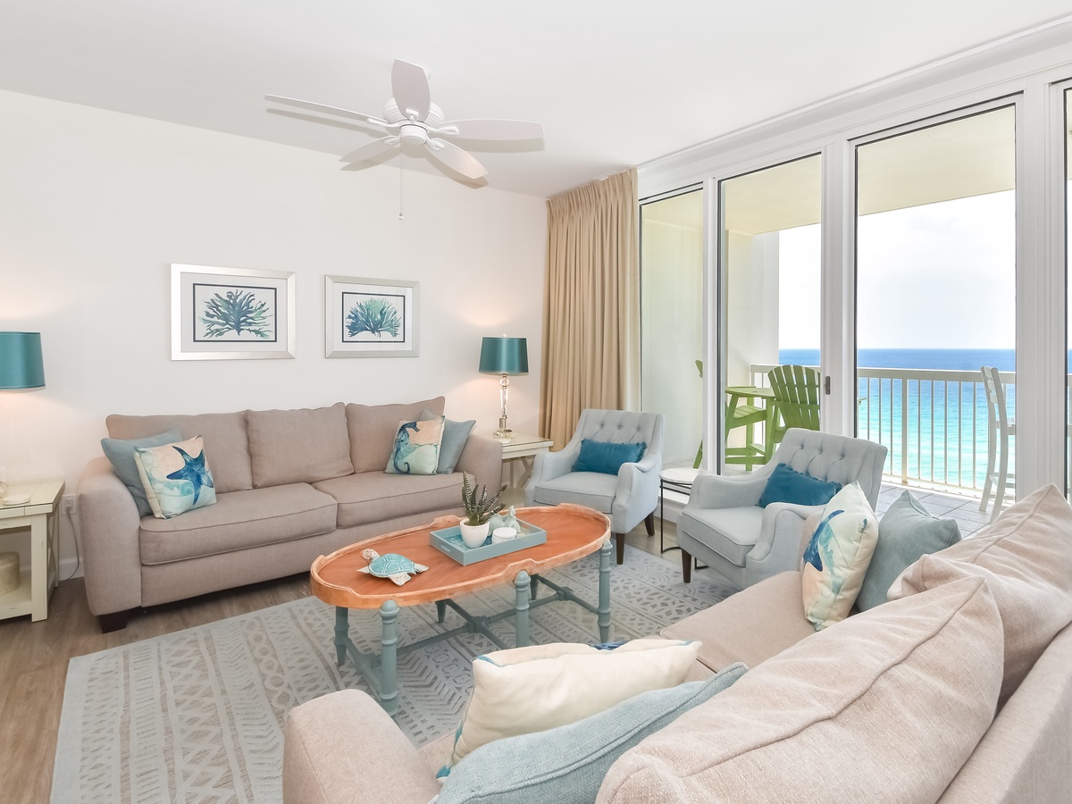 Silver Beach Towers West 1403 - Living Area with Balcony Access