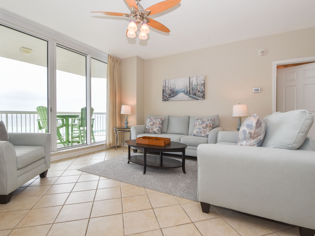 Silver Beach Towers West 405 - Living Area with Balcony Access
