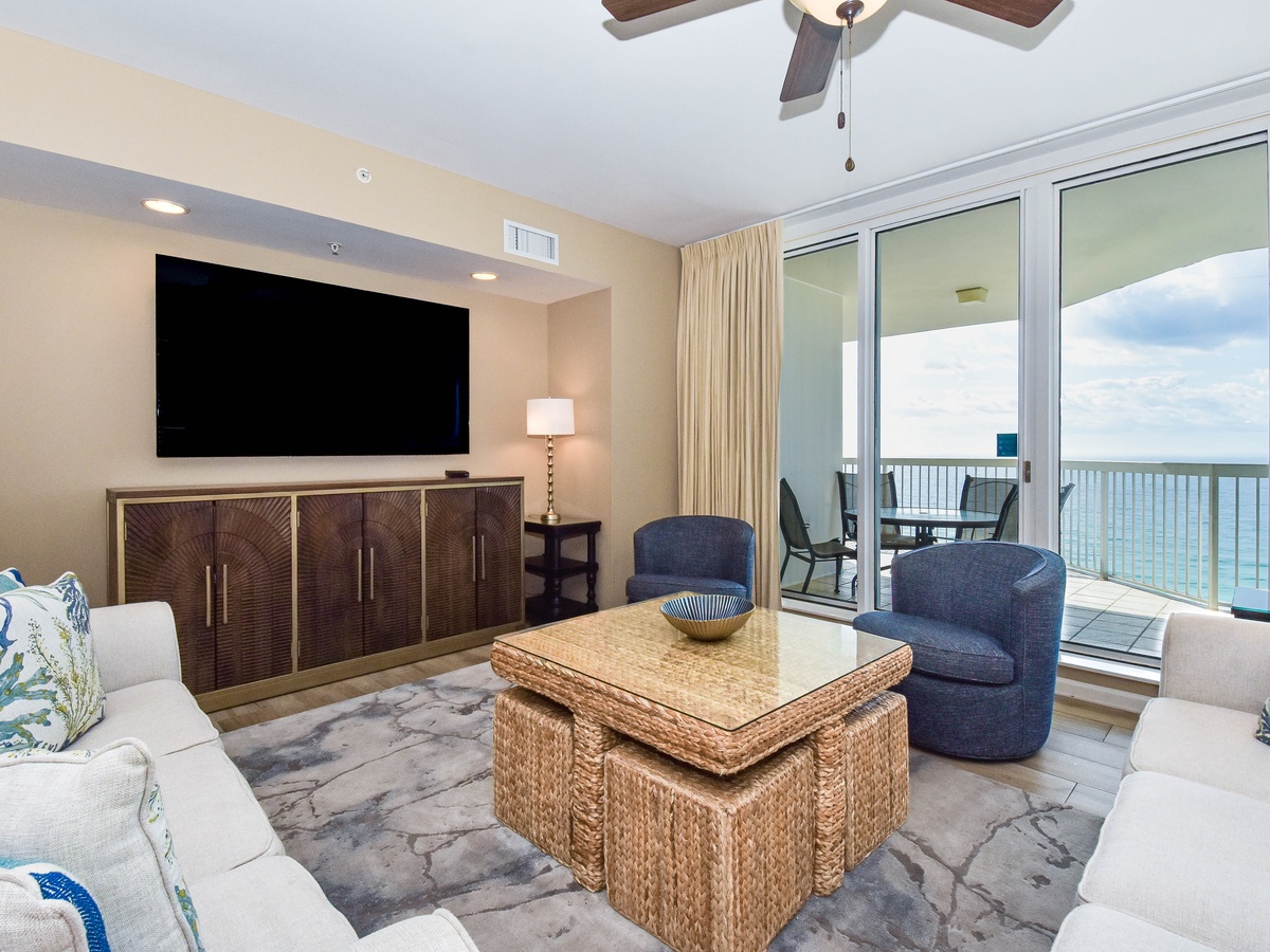 Silver Beach Towers West 1406 - Living Area with Balcony Access