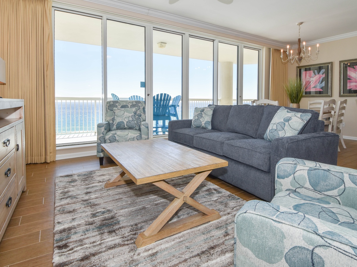 Silver Beach Towers East 1103 - Living Area with Balcony