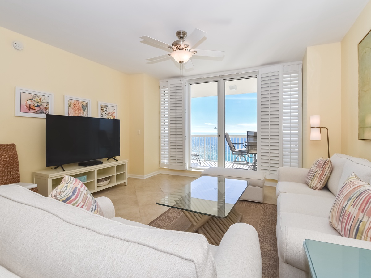 Silver Beach Towers East 1105 - Living Area with Balcony Access