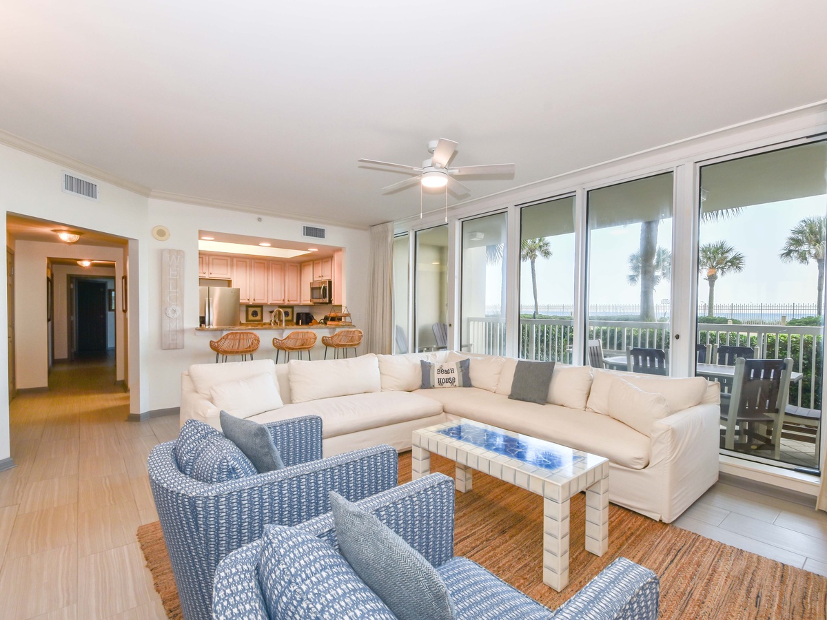 Silver Beach Towers East 102 - Living Area with Gulf View