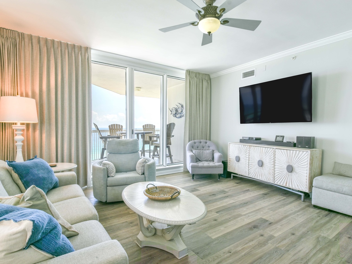 Silver Beach Towers West 1201- Living Area with Balcony Access