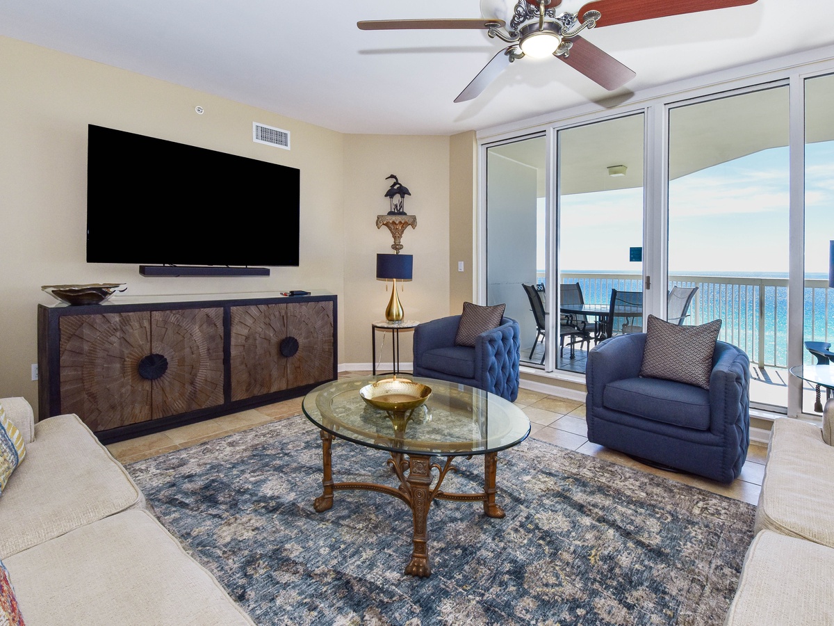 Silver Beach Towers West 806 - Living Area with Balcony Access