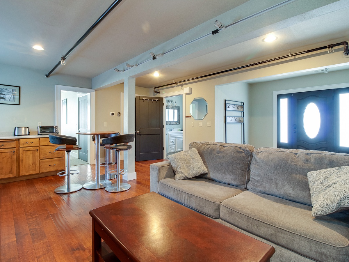 Living Space with couch and futon