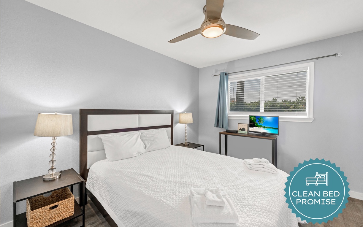 Sleep better at Padre Escapes with our exclusive Clean Bed Promise, providing fresh linens, comforters, and towels washed at high temperatures exceeding CDC recommendations, setting us apart for a truly restful vacation