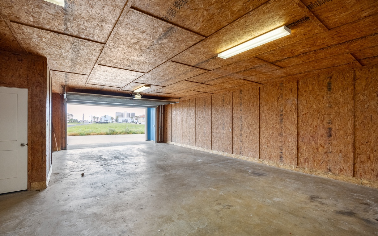 Store your gear in this spacious garage with easy access and secure storage for all your vacation essentials.