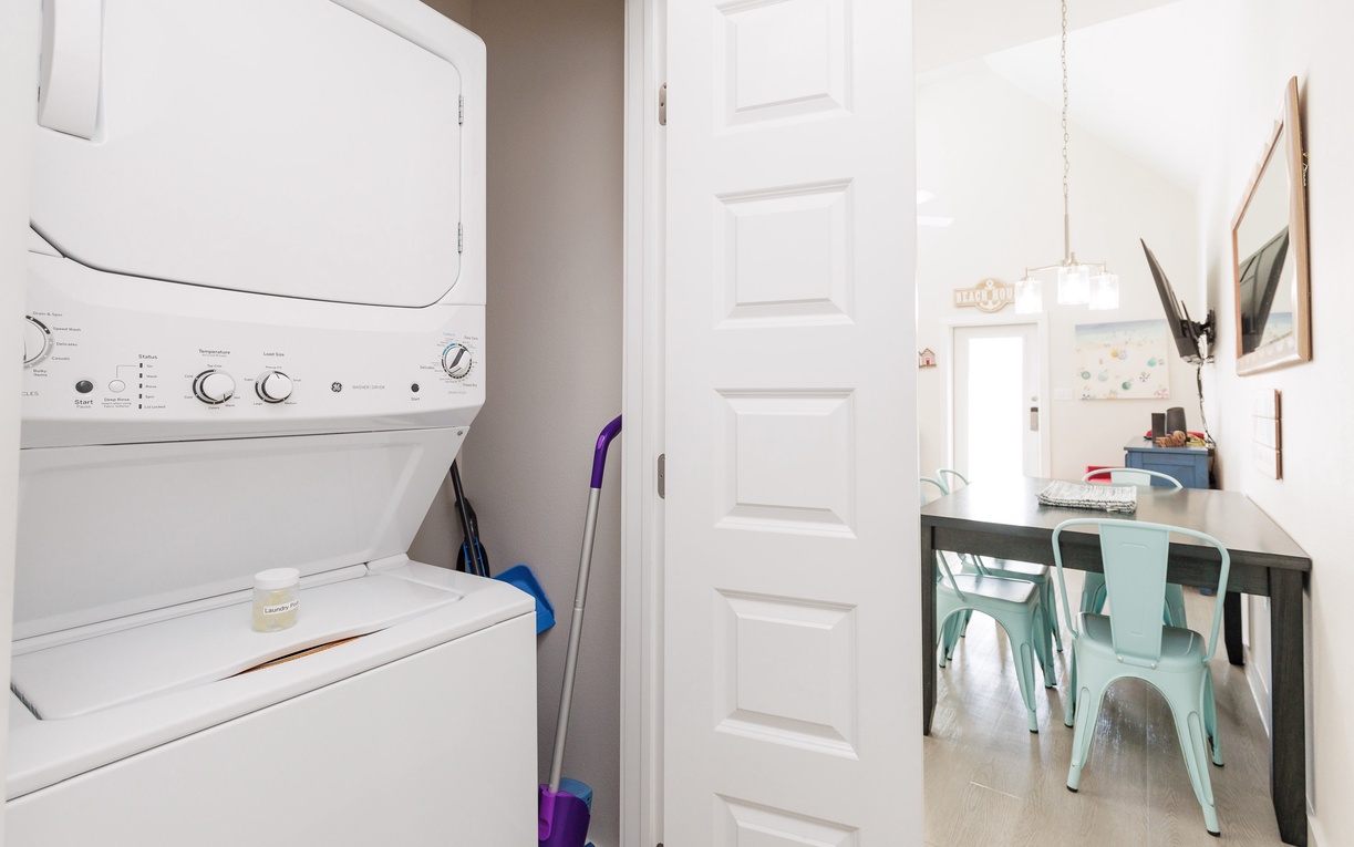Handle your laundry effortlessly with your own private washer and dryer, perfectly tucked away yet easily accessible.