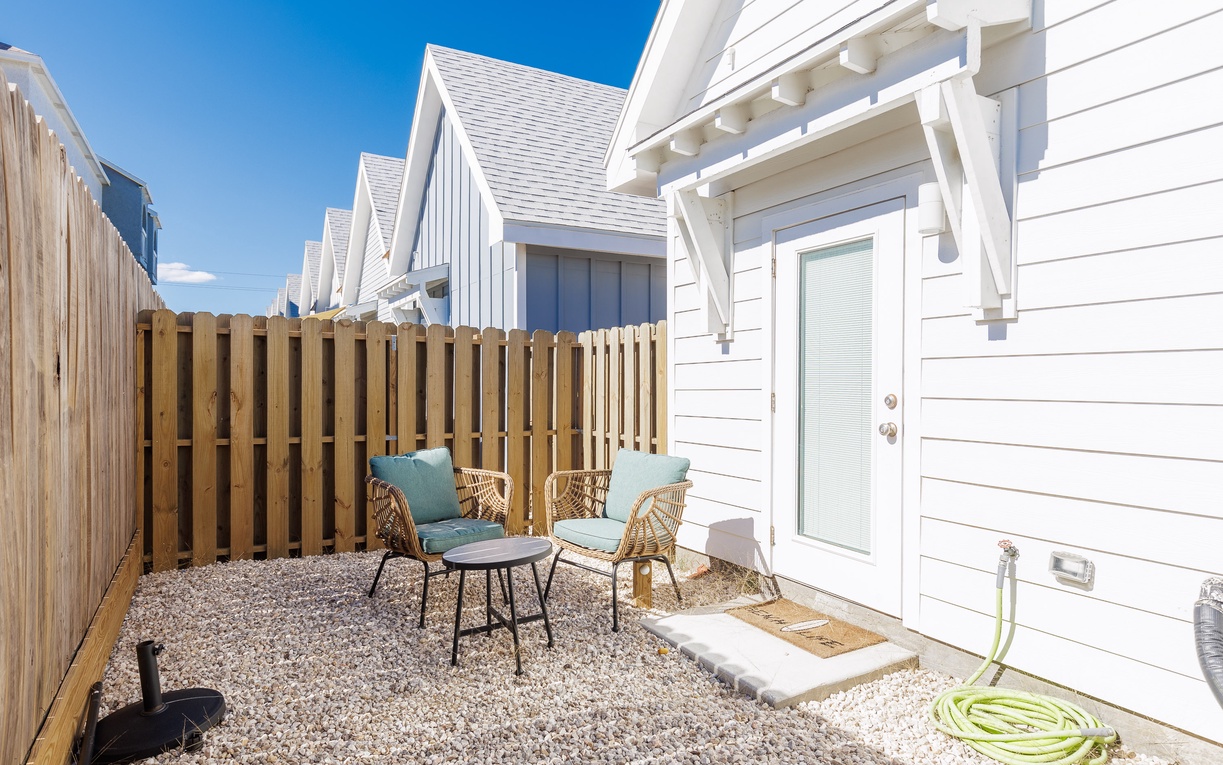 Your private patio offers a peaceful retreat with comfortable seating where you can unwind under the open sky.