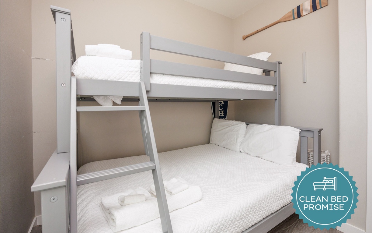 Sleep better at Padre Escapes with our exclusive Clean Bed Promise, providing fresh linens, comforters, and towels washed at high temperatures exceeding CDC recommendations, setting us apart for a truly restful vacation