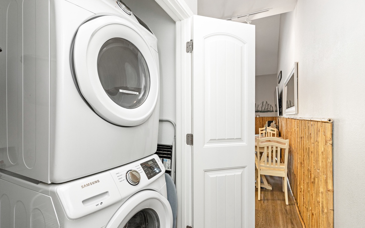 Your in-unit washer and dryer make extended stays effortless, keeping your travel wardrobe fresh and ready for every adventure.
