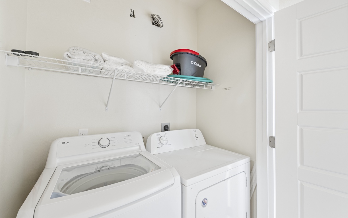 Your own private laundry room with full-size washer and dryer keeps your vacation wardrobe fresh and ready for adventure.