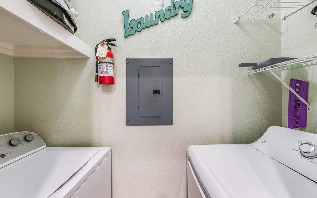 Your private laundry room makes extended stays a breeze with full-sized washer and dryer at your fingertips.