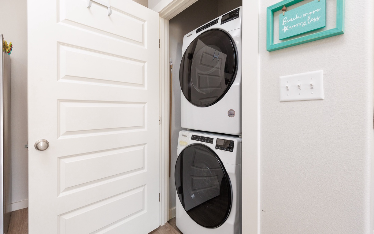 Your in-unit stackable washer and dryer make keeping fresh clothes effortless during your stay.