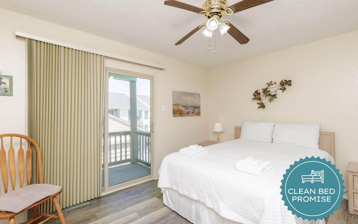Sleep better at Padre Escapes with our exclusive Clean Bed Promise, providing fresh linens, comforters, and towels washed at high temperatures exceeding CDC recommendations, setting us apart for a truly restful vacation