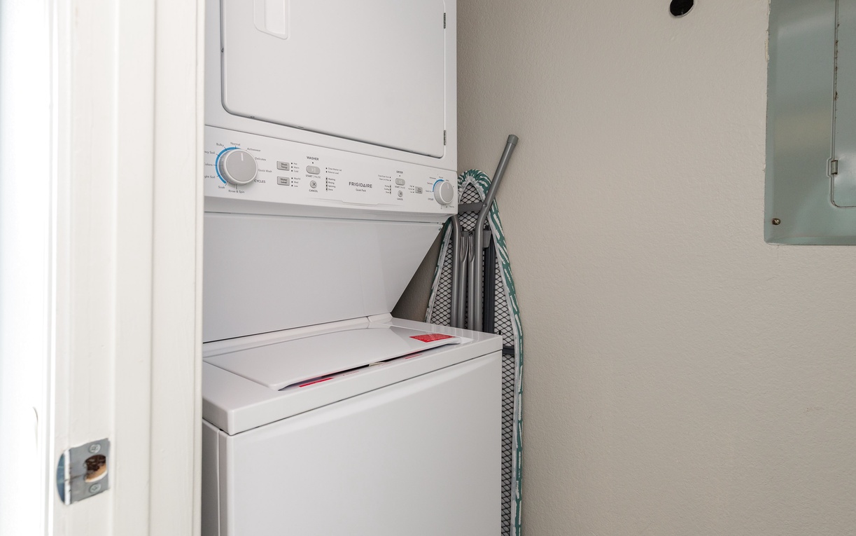 Your in-unit laundry makes extended stays effortless—fresh clothes whenever you need them.