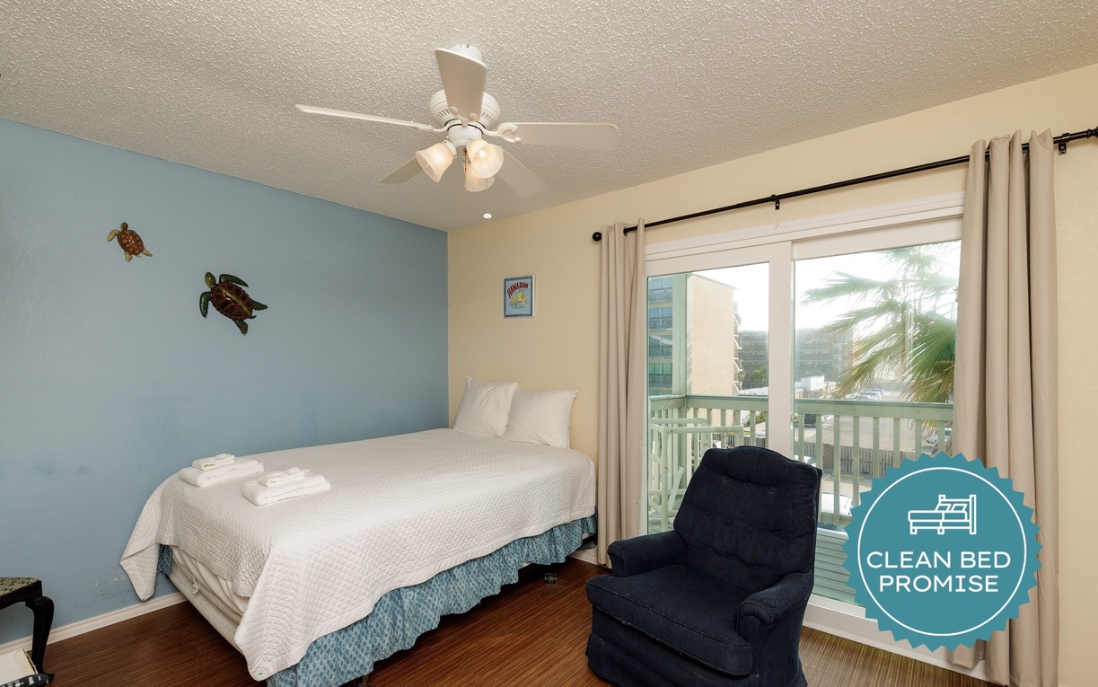 Sleep better at Padre Escapes with our exclusive Clean Bed Promise, providing fresh linens, comforters, and towels washed at high temperatures exceeding CDC recommendations, setting us apart for a truly restful vacation