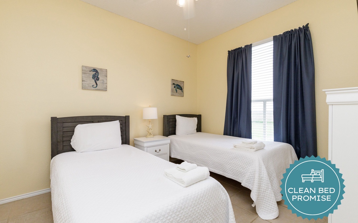 Sleep better at Padre Escapes with our exclusive Clean Bed Promise, providing fresh linens, comforters, and towels washed at high temperatures exceeding CDC recommendations, setting us apart for a truly restful vacation