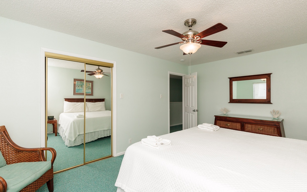 Rest easy in your primary bedroom with a king size bed.
