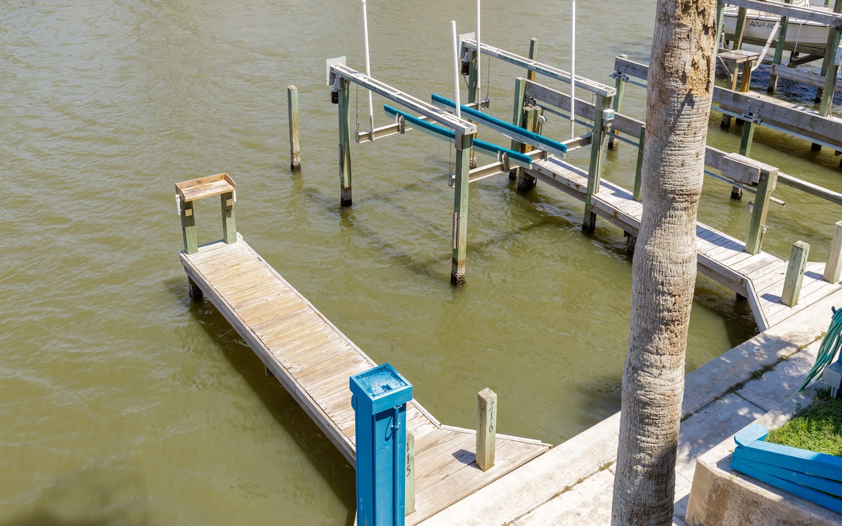 Private boat dock and kayak launch provide direct waterfront access for your aquatic adventures.