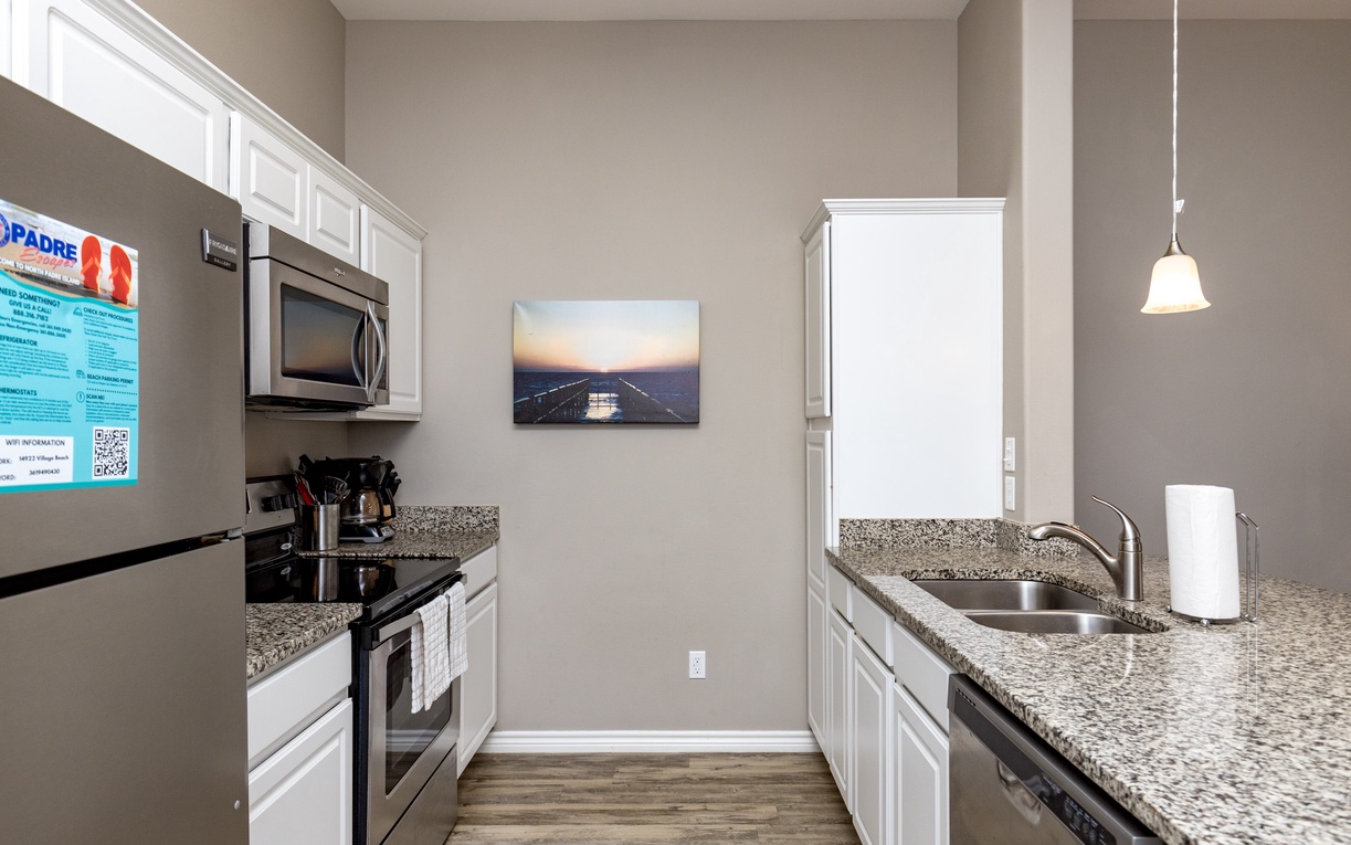 Your fully equipped kitchen features granite countertops, stainless steel appliances, and everything you need to create delicious meals during your stay.