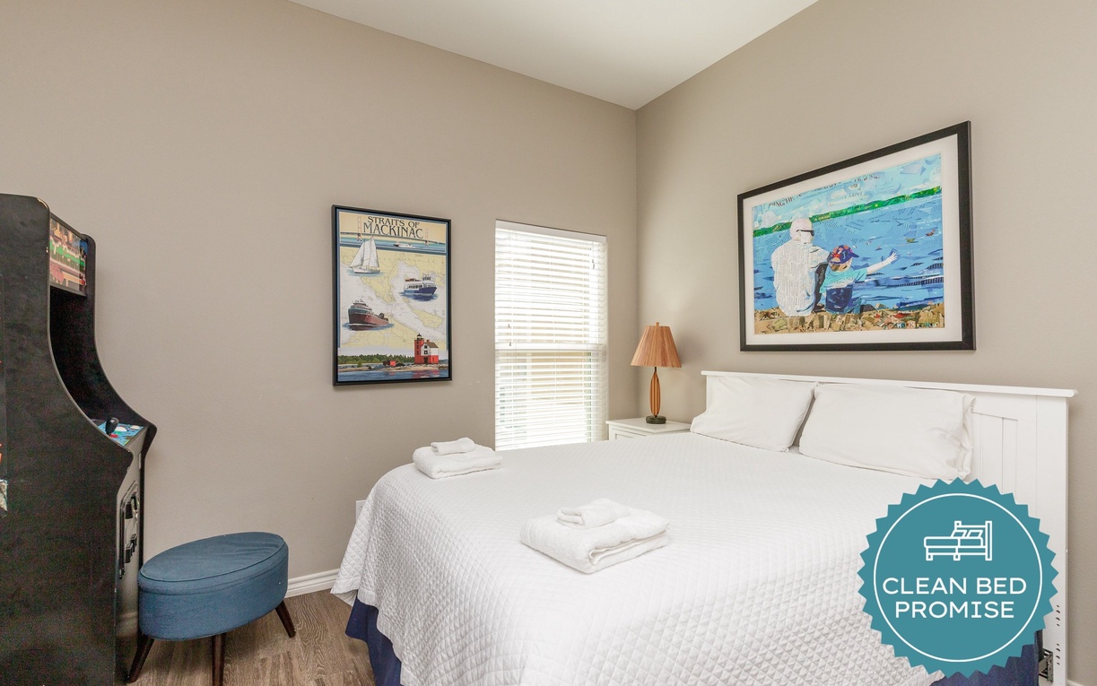 Sleep better at Padre Escapes with our exclusive Clean Bed Promise, providing fresh linens, comforters, and towels washed at high temperatures exceeding CDC recommendations, setting us apart for a truly restful vacation