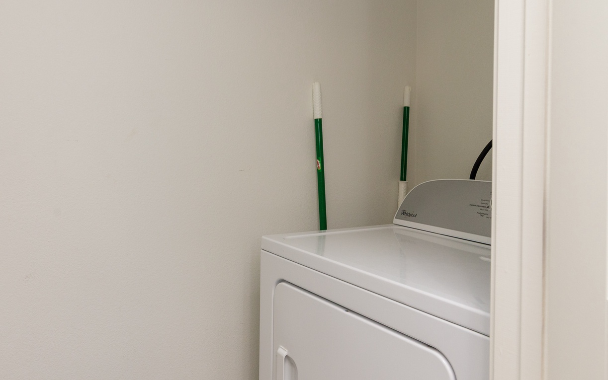 Your own private laundry room with washer and dryer makes extended stays effortless and comfortable.
