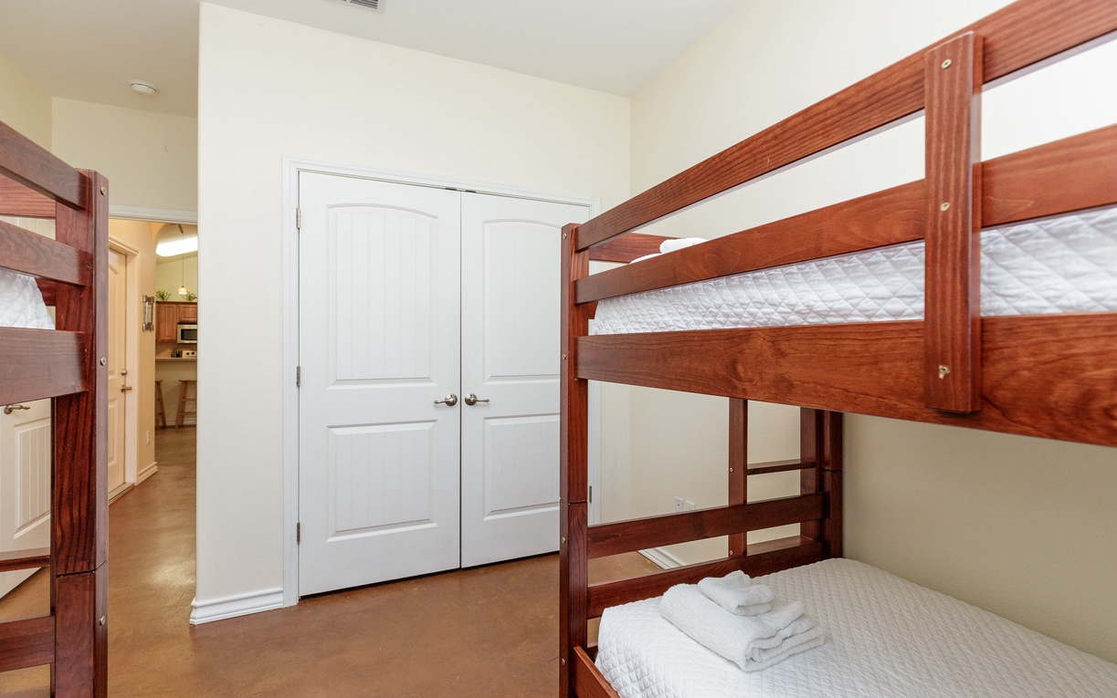 Your kids will love these sturdy wooden bunk beds, offering cozy sleeping quarters with plenty of room to play and unwind together.