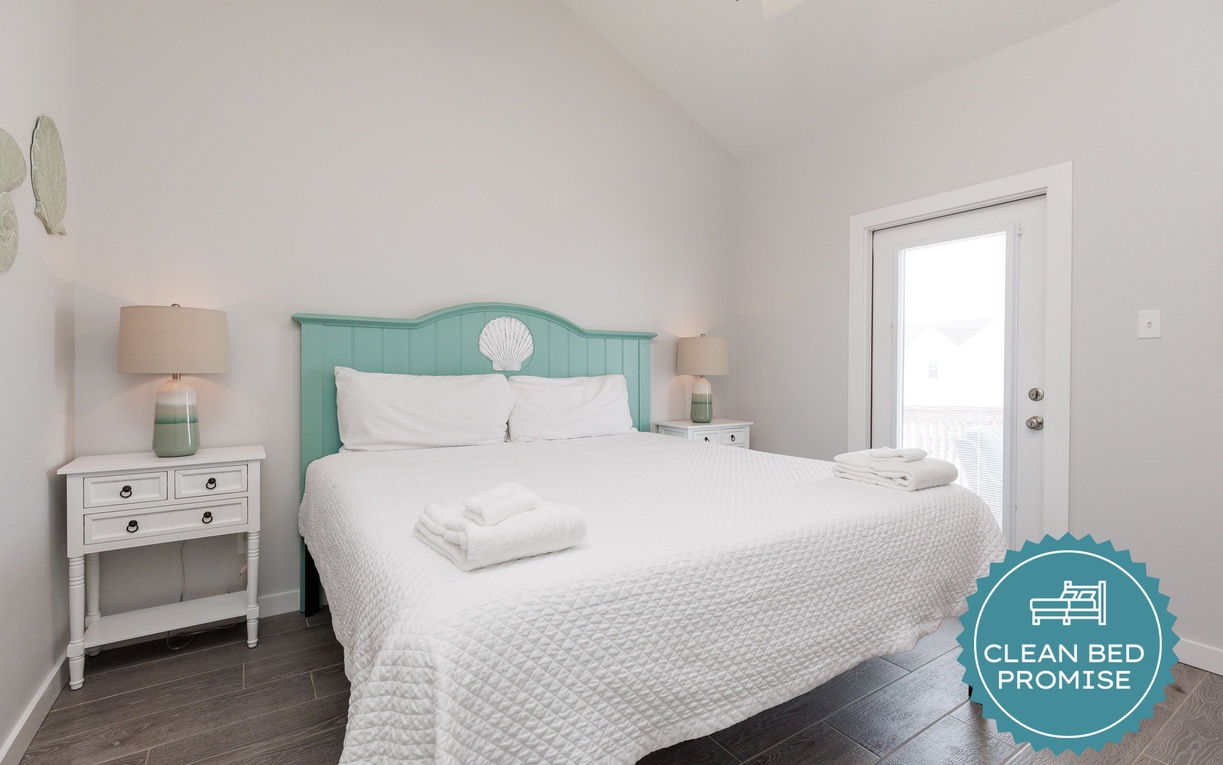 Sleep better at Padre Escapes with our exclusive Clean Bed Promise, providing fresh linens, comforters, and towels washed at high temperatures exceeding CDC recommendations, setting us apart for a truly restful vacation