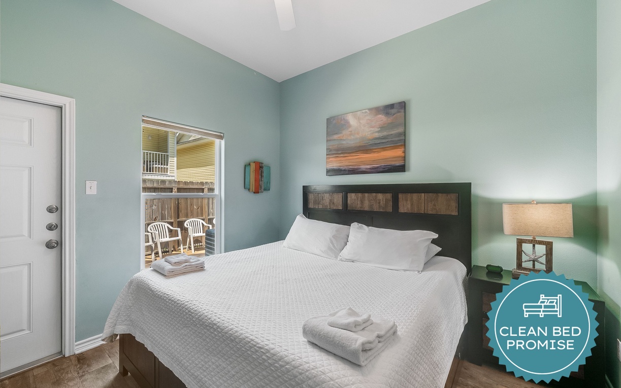 Sleep better at Padre Escapes with our exclusive Clean Bed Promise, providing fresh linens, comforters, and towels washed at high temperatures exceeding CDC recommendations, setting us apart for a truly restful vacation