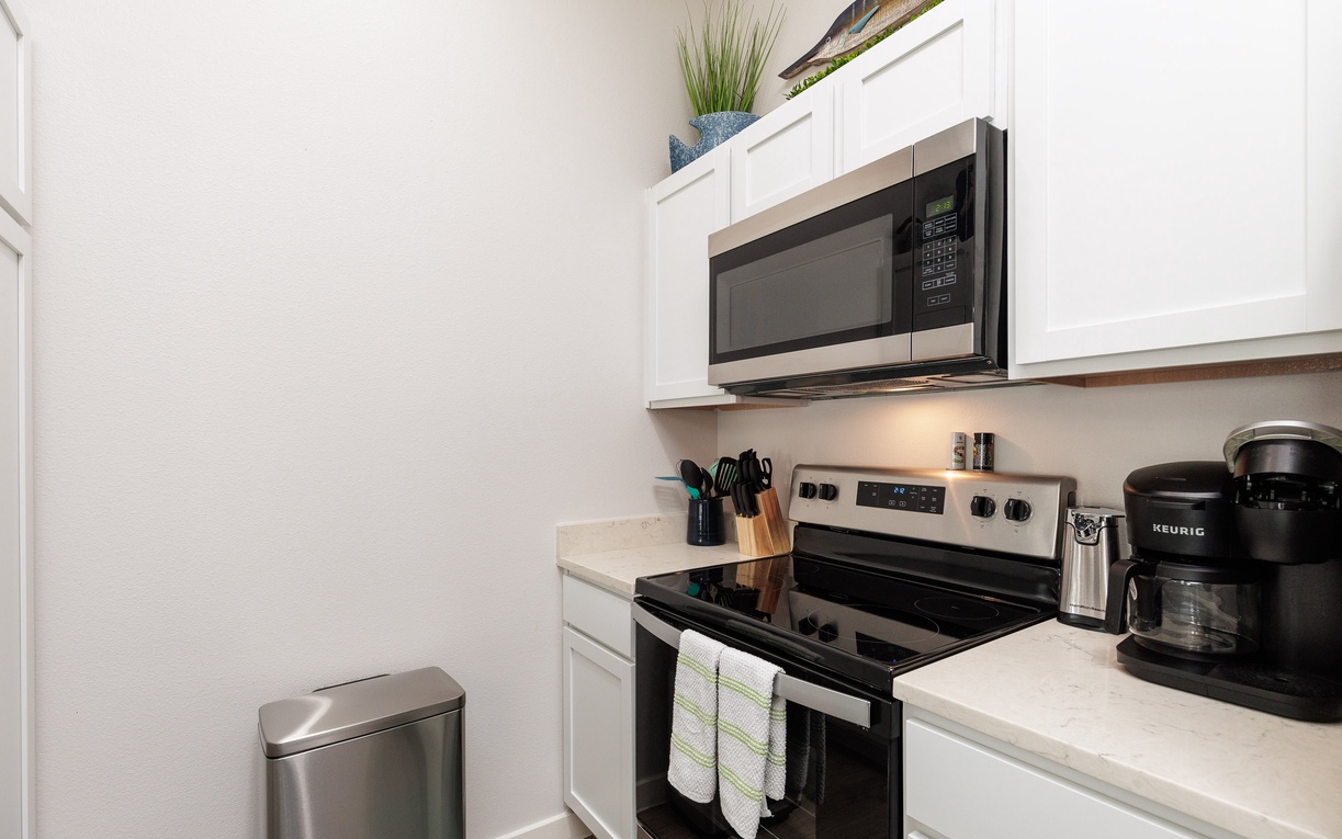 Your fully equipped kitchen features modern appliances and everything needed to prepare meals during your stay.
