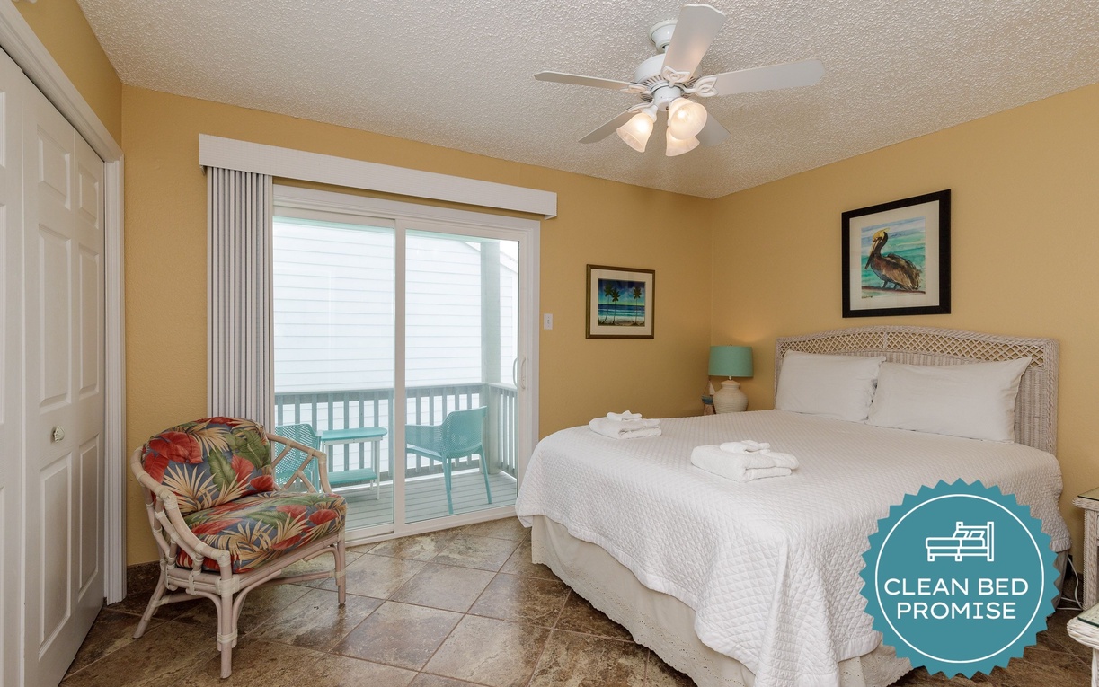 Sleep better at Padre Escapes with our exclusive Clean Bed Promise, providing fresh linens, comforters, and towels washed at high temperatures exceeding CDC recommendations, setting us apart for a truly restful vacation