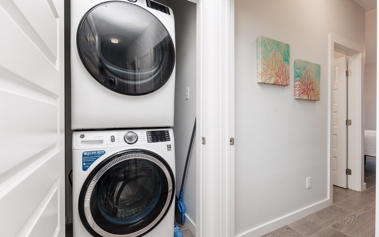 Your in-unit washer and dryer makes packing light a breeze, tucked neatly in your hallway closet.