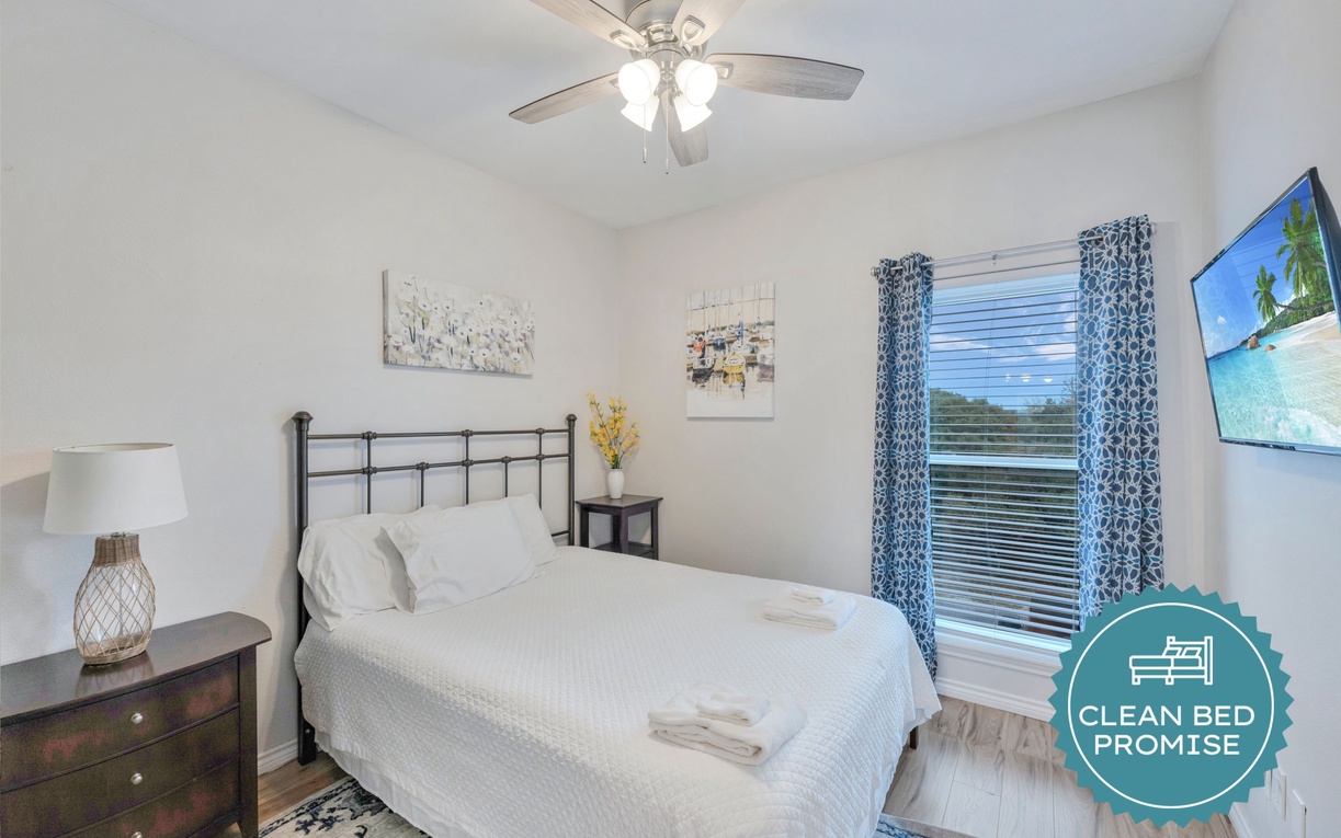 Sleep better at Padre Escapes with our exclusive Clean Bed Promise; providing fresh linens, comforters, and towels washed at high temperatures exceeding CDC recommendations, setting us apart for a truly restful vacation