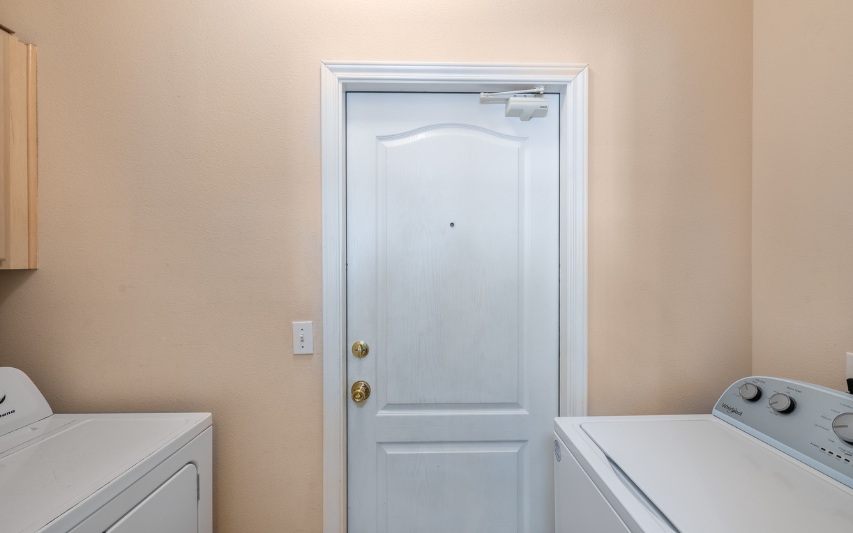 Your private laundry room features a full-size washer and dryer, making it easy to keep your clothes fresh during your stay.
