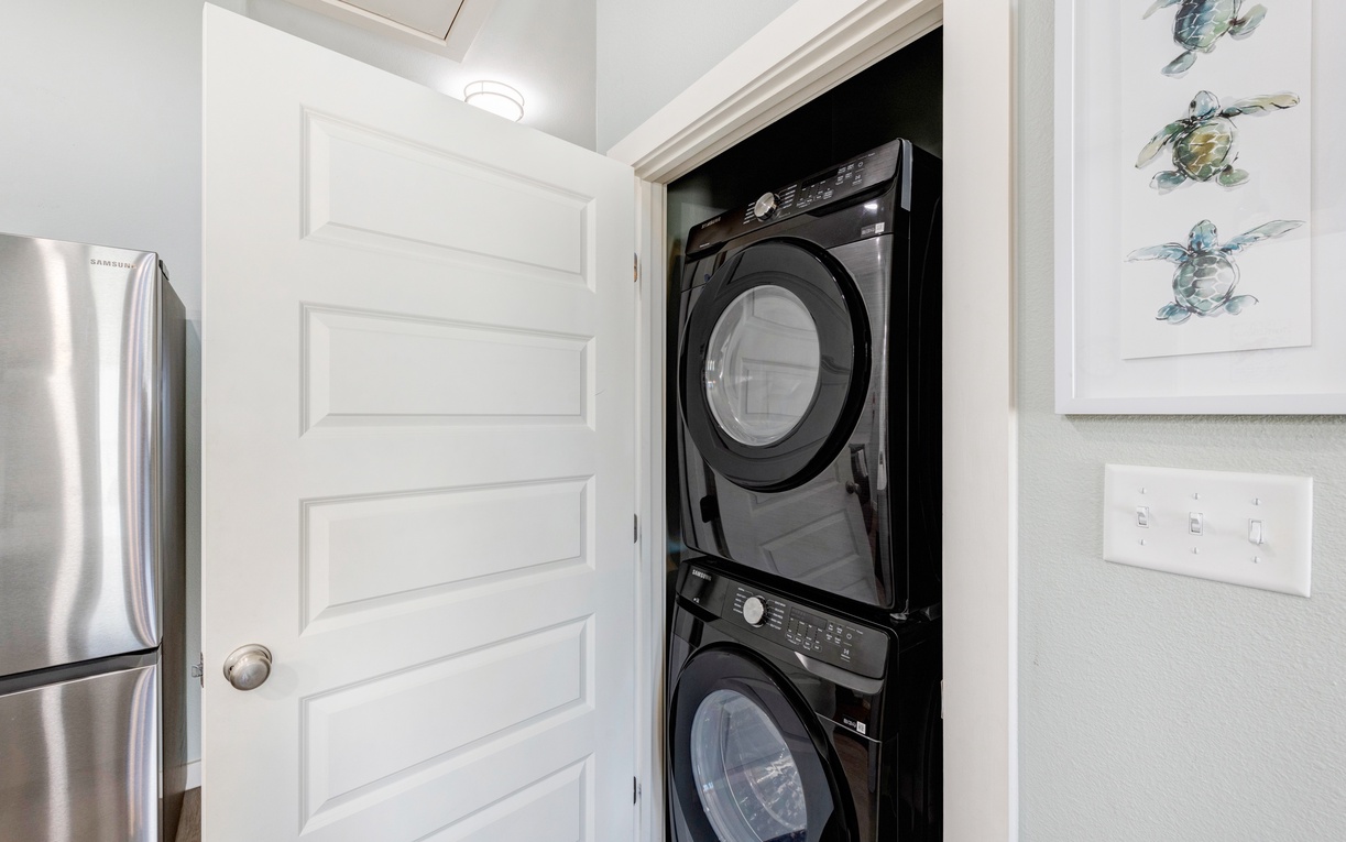 Your own full-size washer and dryer tucked neatly in this convenient laundry closet—no shared facilities needed!