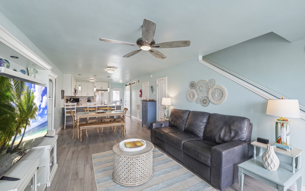 Unwind in this bright, open living space with coastal touches and room to gather.