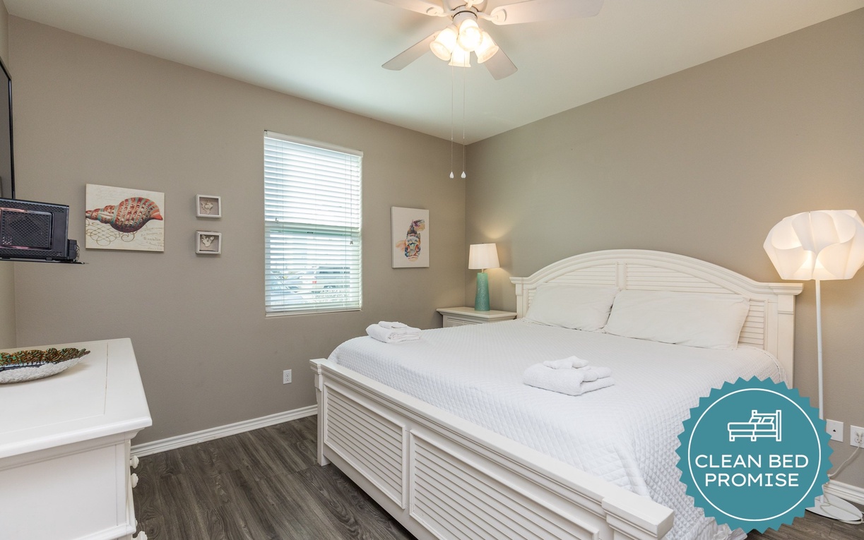 Drift off to peaceful sleep in your serene bedroom, where soft linens and gentle lighting create the perfect sanctuary for rest.