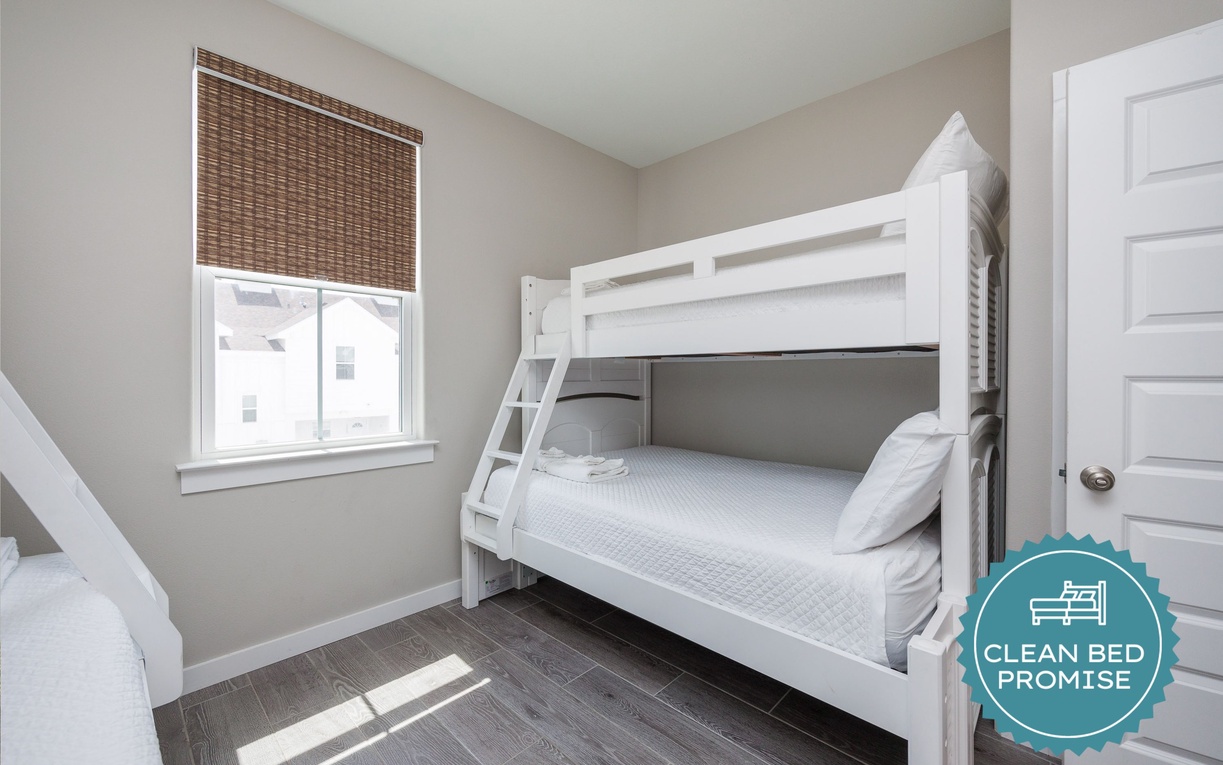 Sleep better at Padre Escapes with our exclusive Clean Bed Promise, providing fresh linens, comforters, and towels washed at high temperatures exceeding CDC recommendations, setting us apart for a truly restful vacation
