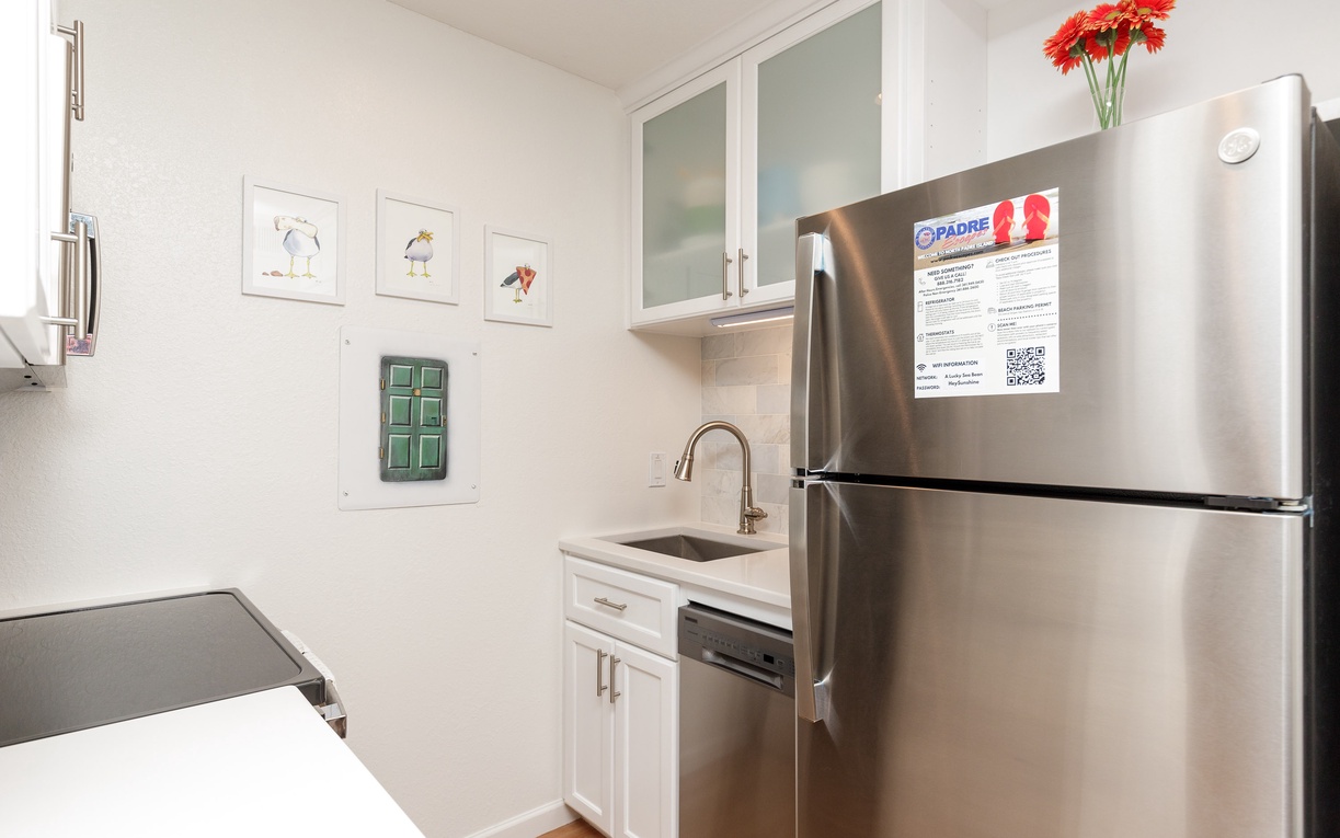Your modern kitchen features stainless steel appliances and sleek countertops, perfect for preparing meals during your stay.