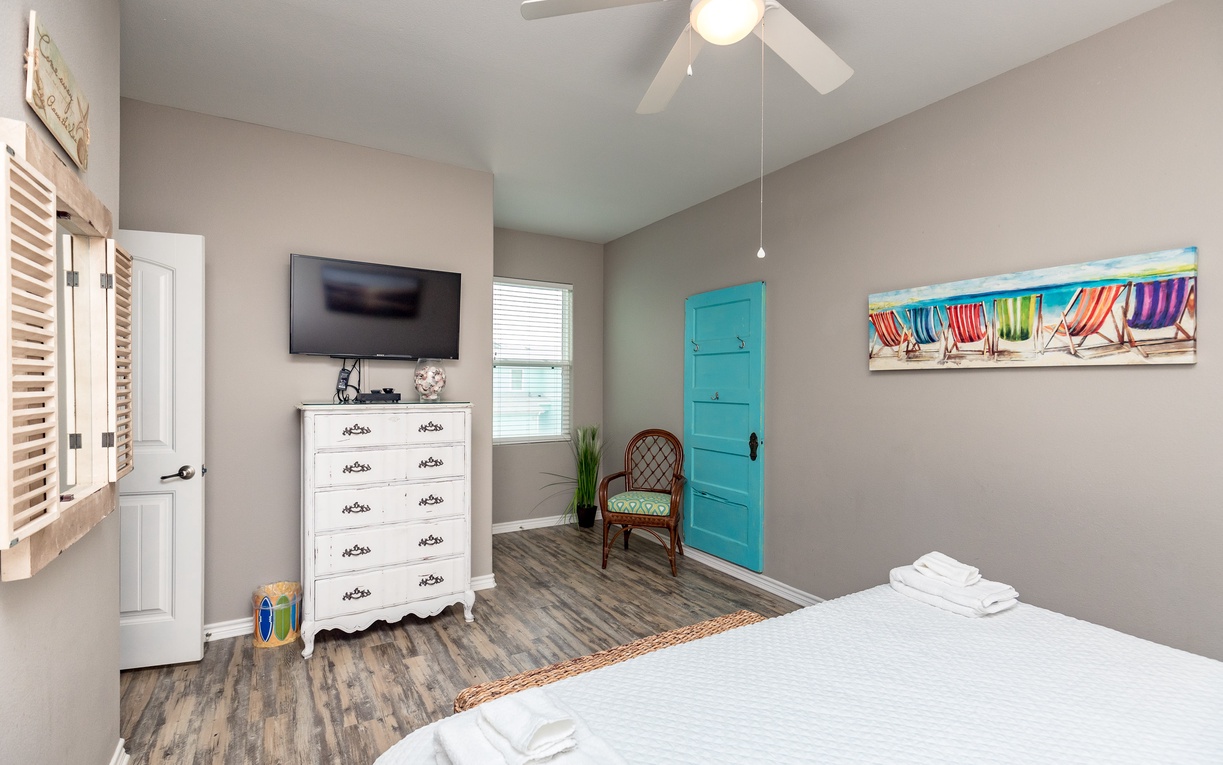 Unwind in your cheerful bedroom with coastal vibes, comfortable seating, and thoughtful touches that make relaxation effortless.