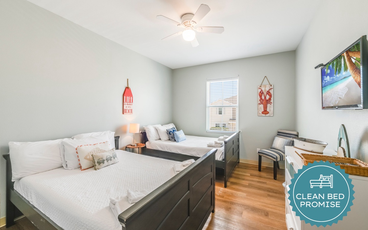 Sleep better at Padre Escapes with our exclusive Clean Bed Promise, providing fresh linens, comforters, and towels washed at high temperatures exceeding CDC recommendations, setting us apart for a truly restful vacation