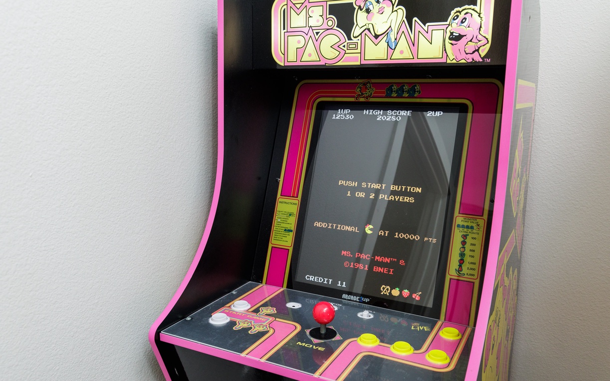 Challenge yourself to beat the high score on this classic Ms. Pac-Man arcade machine, bringing nostalgic fun to your stay.
