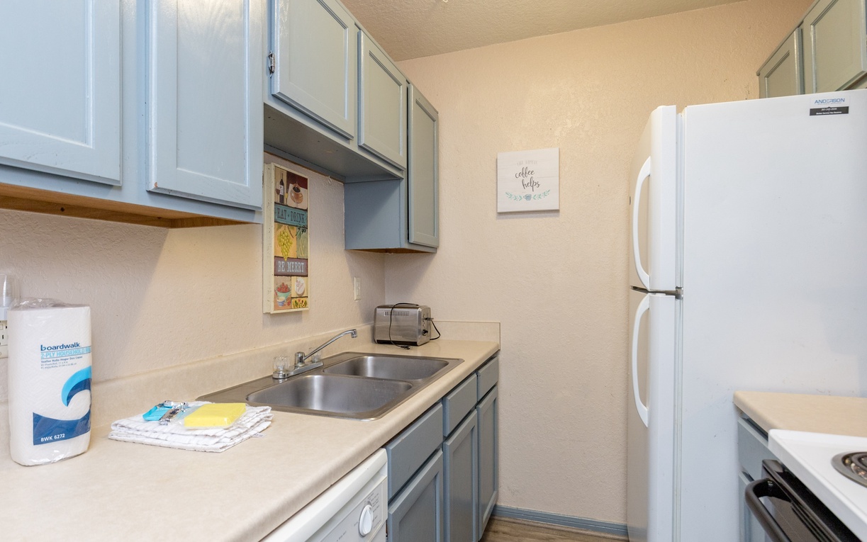 Your fully equipped kitchen offers everything needed for home-cooked meals, with modern appliances and ample counter space for meal prep.